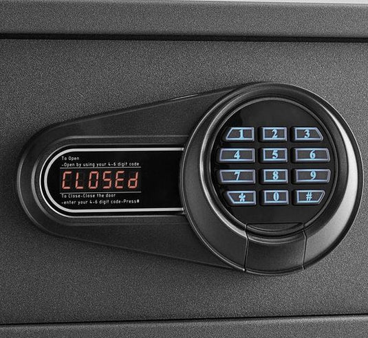 Electronic In-Room Safe16 1/2" x 14 1/2" x 7 7/8" Black Steel Hotel Safe with Electronic Keypad Lock