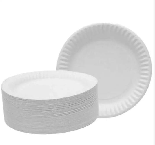 9" White Uncoated Paper Plate - 1000/Case