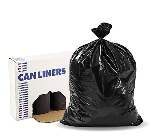 55 Gallon 2 Mil 38 x 58 Low Density Heavy-Duty Black Can Liner Trash Bag - 100 Case